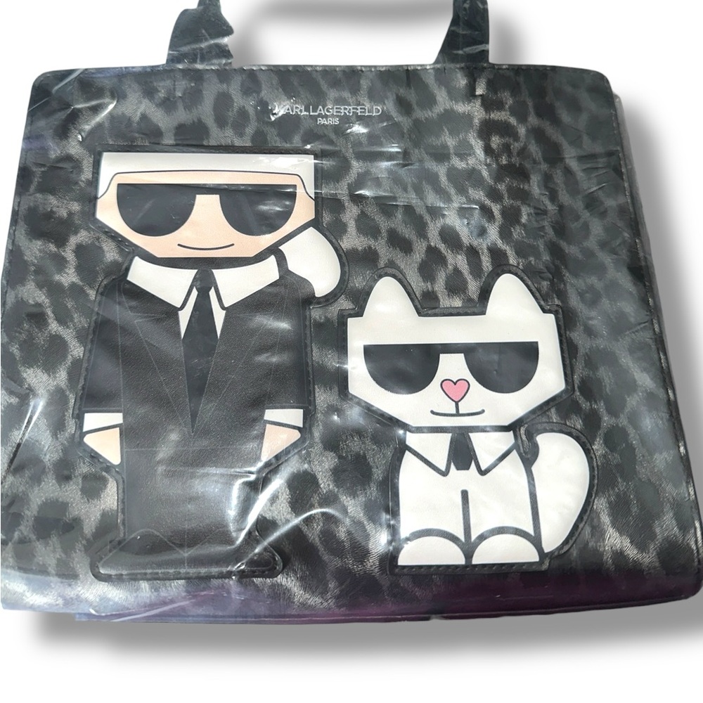 Karl Lagerfeld Paris Maybelle Satchel NWT CHOUPETTE CAT LEOPARD PRINT DESIGNER